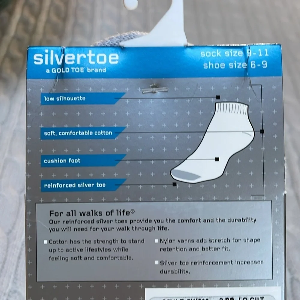 NWT Women’s Silvertoe 3 pack ankle socks cotton White footies low silhouette